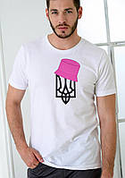 Новинка! Мужская футболка с патриотическим принтом "Тризуб Панамка" белая r_330