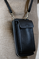 Женская кожаная сумка-кошелек через плечо 19,5х10,5х5 см LeathART Черный (2000002399407)