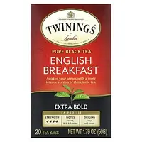 Twinings, Pure Black Tea, English Breakfast, Extra Bold, 20 чайных пакетиков, 50 г (1,76 унции) в Украине