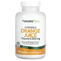 NaturesPlus, жевательный апельсиновый сок, витамин C, натуральный апельсин, 500 мг, 90 таблеток в Украине