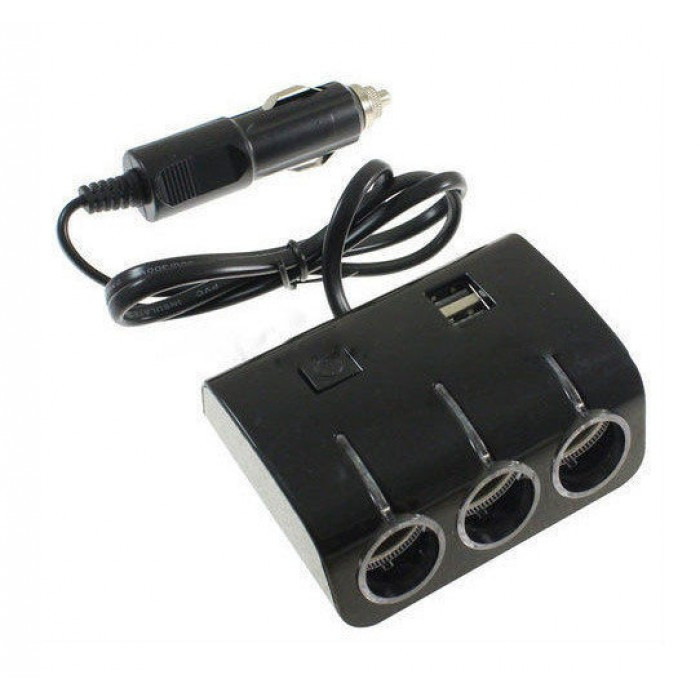 Автомобильный разветвитель тройник UKC 1506A + 2 USB 120W Чёрный PRO_145 - фото 3 - id-p2138098446