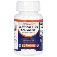 Vitamatic, лактобактерии саливариус (Lactobacillus salivarius), 2 млрд КОЕ, 60 капсул DRC в Украине