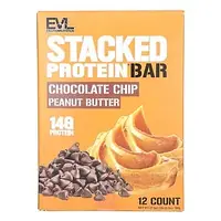 EVLution Nutrition, протеиновый батончик, со вкусом арахисовой пасты с шоколадной крошкой, 12 шт. по 65 г в