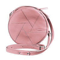 Кожаная круглая женская сумка BlankNote Розовая (BN-BAG-11-pink-peach) XE, код: 1643569
