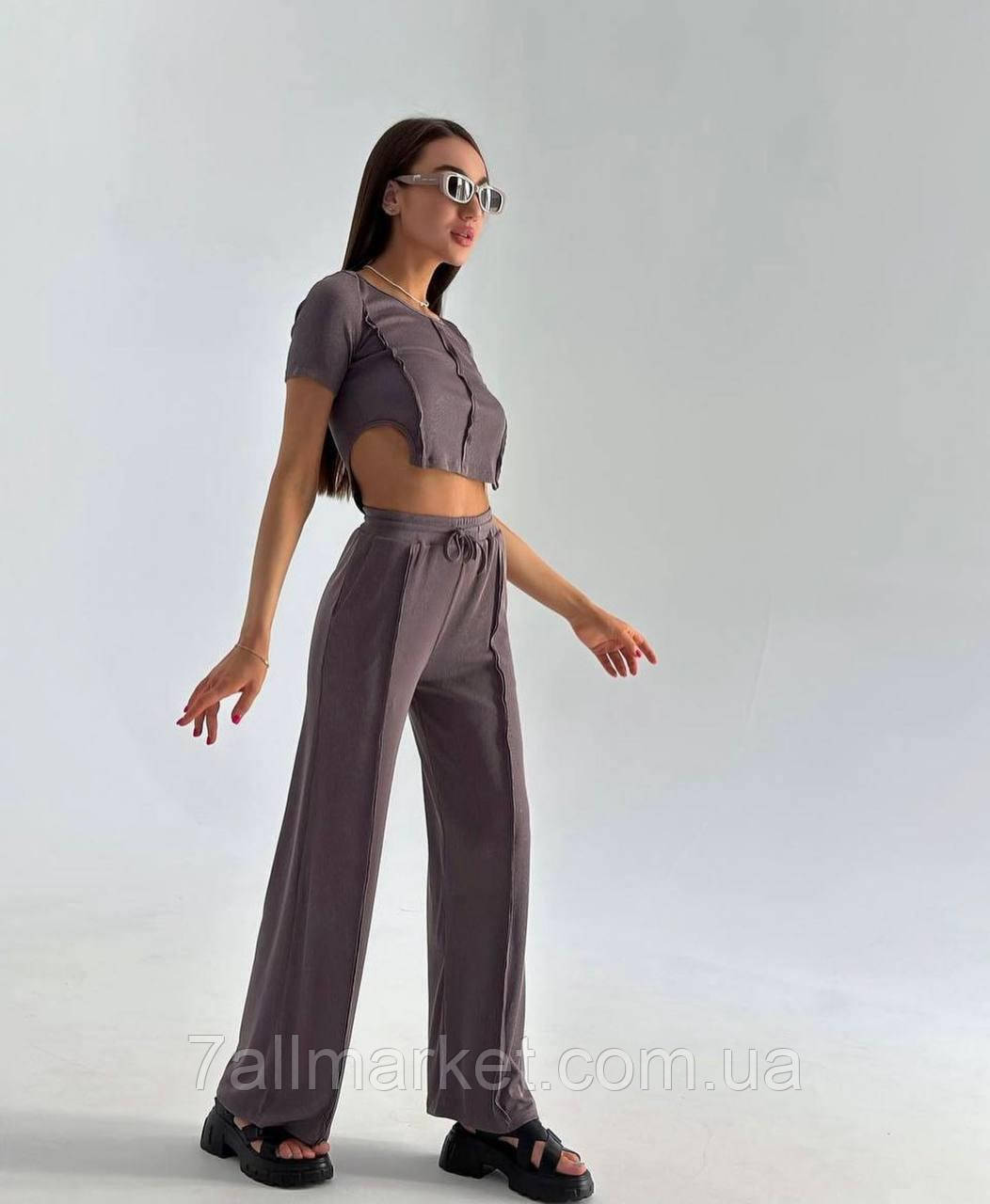 Костюм жіночий рубчик розмір 42-48 (2кв) "BRANDA2" купити недорого від прямого постачальника