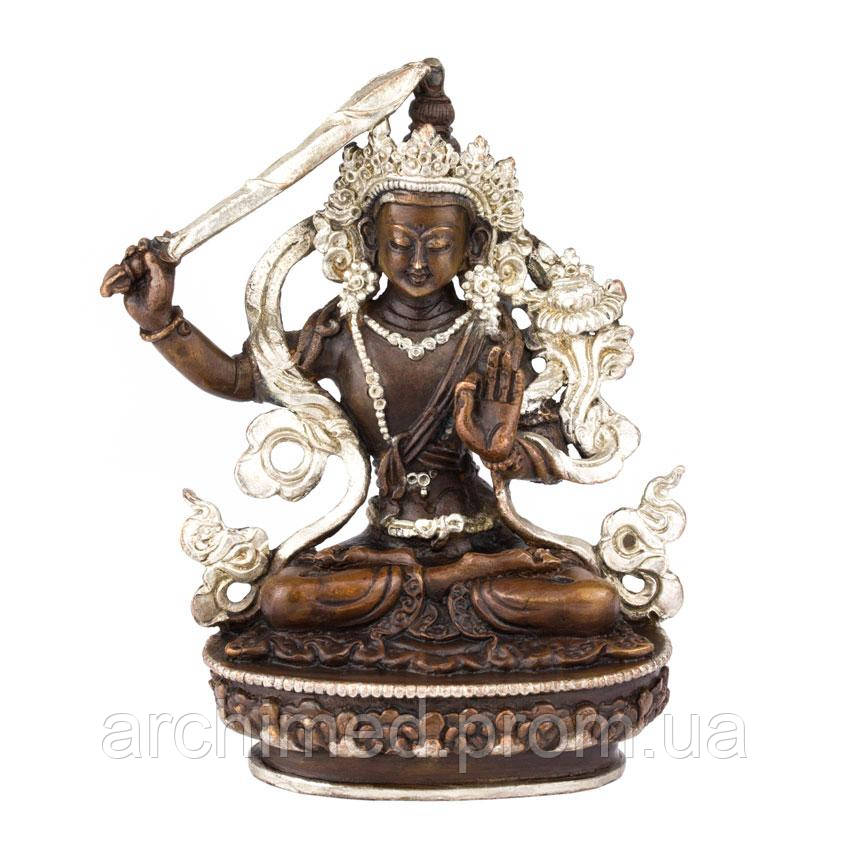 Статуя HandiCraft Манджушри тиб. Джампел Янг Бронза серебрение Непал 9 см (26750) ON, код: 7661172 - фото 1 - id-p2138048800