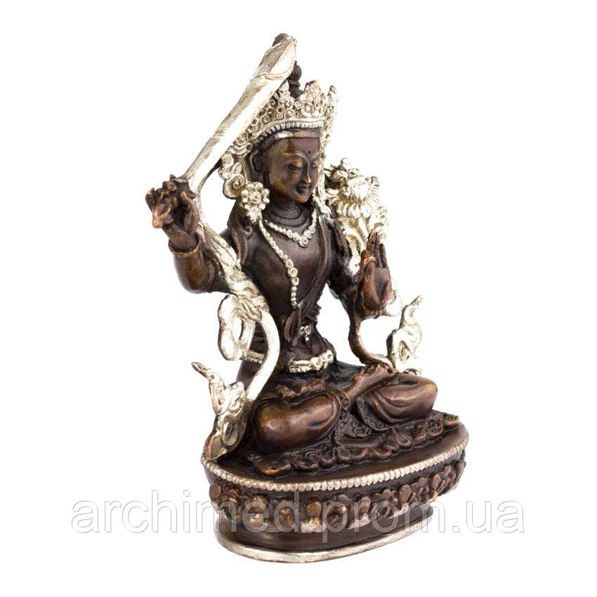 Статуя HandiCraft Манджушри тиб. Джампел Янг Бронза серебрение Непал 9 см (26750) ON, код: 7661172 - фото 2 - id-p2138048800
