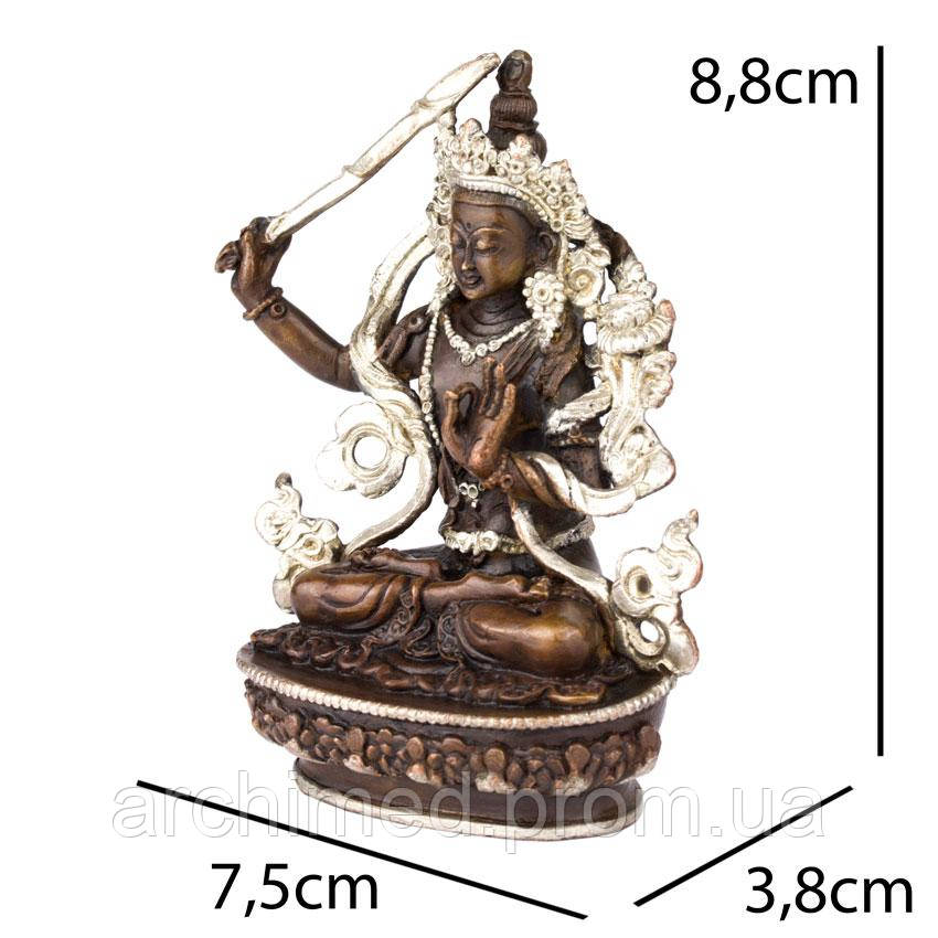 Статуя HandiCraft Манджушри тиб. Джампел Янг Бронза серебрение Непал 9 см (26750) ON, код: 7661172 - фото 3 - id-p2138048800