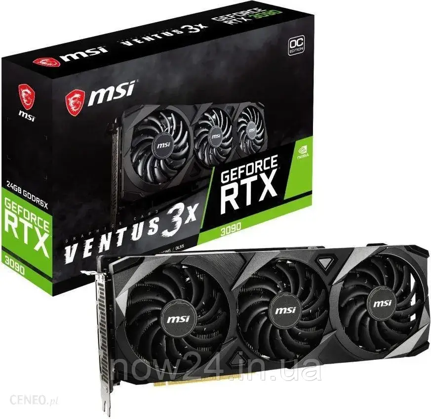 Відеокарти Msi GeForce RTX 3090 VENTUS 3X 24G OC 24GB + słuchaki, plecak, pluszowy smok i RGB LED (GEFORCERTX3090VENTUS3X2)