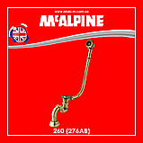Декоративний зовнішній сифон для ванни антична бронза 260 (276AB) McALPINE, фото 5