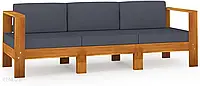 Vidaxl 3-Osobowa Sofa Ogrodowa Z Ciemnoszarymi Poduszkami, Akacjowa