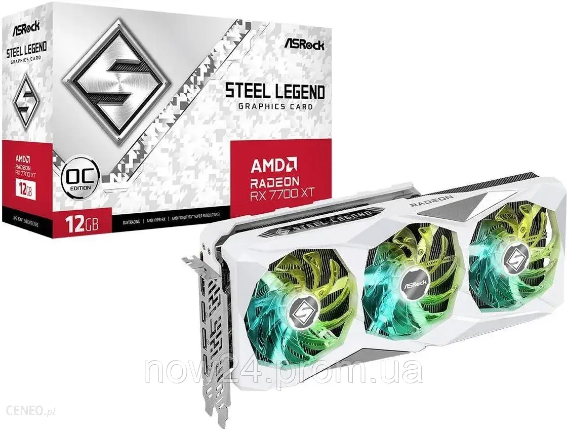 Відеокарти Asrock Radeon RX 7700 XT Steel Legend 12GB GDDR6 (RX7700XTSL12GO)