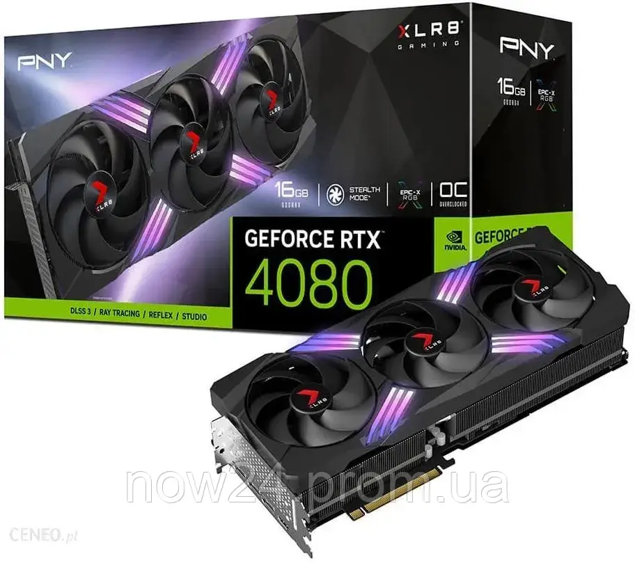 Відеокарти PNY GeForce RTX4080 XLR8 Verto OC Triple Fan 16GB GDDR6X (VCG408016TFXXPB1O)