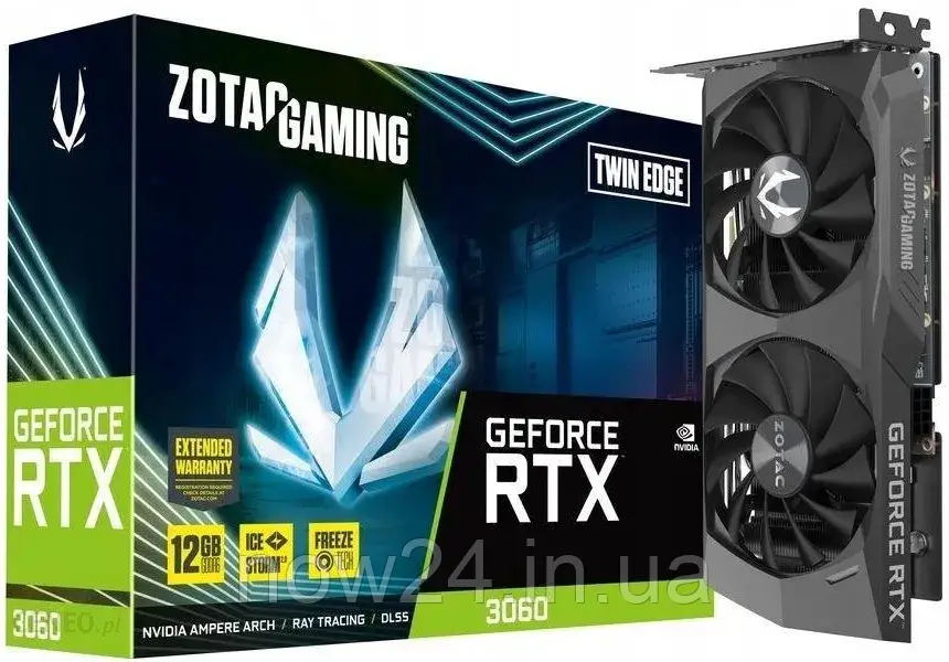 Відеокарти Zotac GeForce RTX 3060 Twin Edge 12GB LHR (ZTA30600E10M)