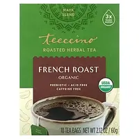 Teeccino, Органический обжаренный травяной чай, французская обжарка, без кофеина, 10 чайных пакетиков, 60 г в