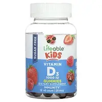 Lifeable, Детский витамин D3, натуральные ягоды, 25 мкг (1000 МЕ), 60 жевательных таблеток Киев