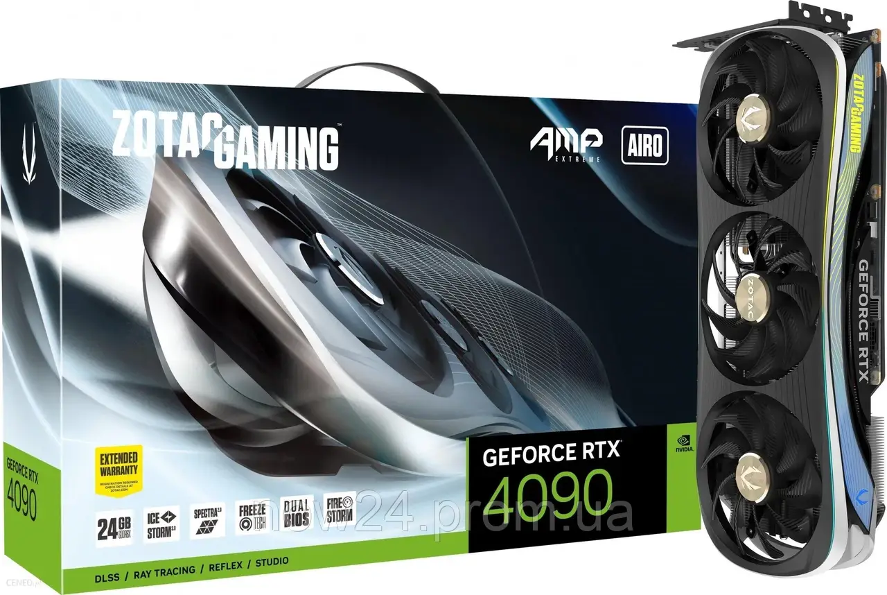 Відеокарти Zotac GeForce RTX 4090 Gaming AMP Extreme AIRO 24GB GDDR6X (ZTD40900B10P)