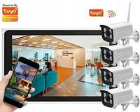Zestaw Do ingu 4 Kamery WiFi Full Hd 3MP LCD Nvr Hdd 1T Tuya