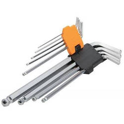 Набір інструментів Tolsen подовжених шестигранних ключів закруглених 9 шт 1.5-10 мм (20054) e