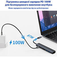 Концентратор Dynamode 7-in-1 USB-C to HDTV 4K/30Hz, 2хUSB3.0, RJ45, USB-C PD 100W, SD/MicroSD (BYL-2303) e