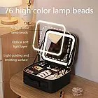 Портативна шкіряна косметичка з дзеркалом та підсвічуванням 26x23x11 см Black Лучшая цена, фото 7