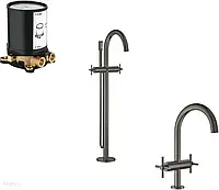 Zestaw GROHE Atrio Brushed Hard Graphite 3w1 - 2-uchwytowa wannowa 25044AL3 & 2-uchwytowa umywalkowa 21019AL3