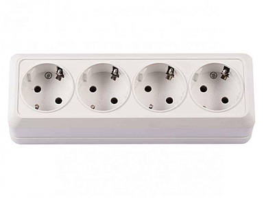 Розетка електрична Четверна з заземленням OPERA 2016 (Білий) ТМ LUXEL FG