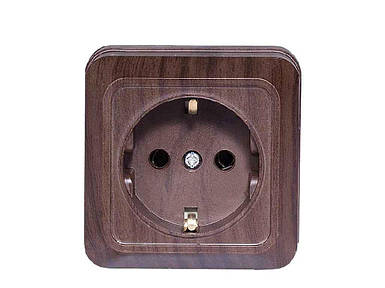 Розетка електрична з заземленням Opera 2904 (Вишня) ТМ LUXEL FG