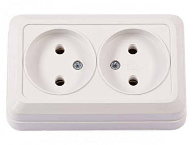 Розетка електрична подвійна OPERA 2007 (Білий) ТМ LUXEL FG