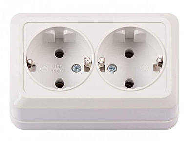 Розетка електрична подвійна з заземленням OPERA 2008 (Білий) ТМ LUXEL FG