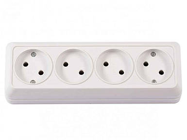 Розетка електрична Четверна OPERA 2015 (Білий) ТМ LUXEL FG
