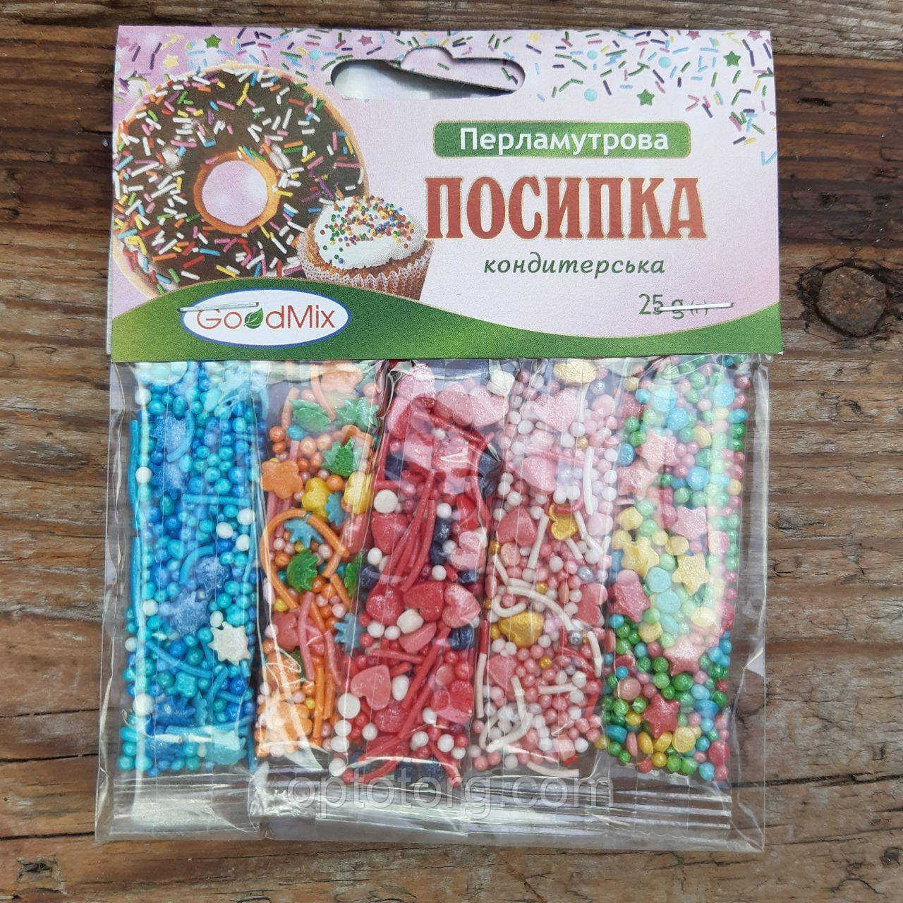 Посипка в стіках фігурна мікс перламутрова 25 г ( 5 стіки), фото 1