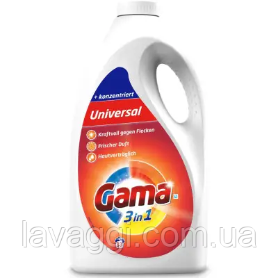 Гель для прання Gama 3in1 Universal на 83 прання 4,15 л, фото 1