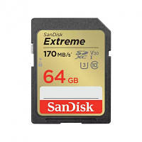 Карта памяти SanDisk 64GB SD class 10 UHS-I U3 V30 Extreme (SDSDXV2-064G-GNCIN) e