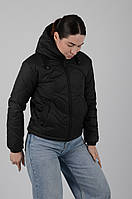 Женская черная короткая демисезонная стеганая куртка, р 44,46,48,50,52,54