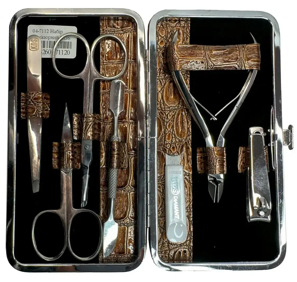 Маникюрный набор KDS 04-7112, 7 предметов, "Крокодил", Коричневый, фото 1