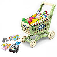 Детский игровой набор продавца и покупателя Combuy Корзина с Фруктами и Терминалом Зелёная (6 ON, код: 7950864