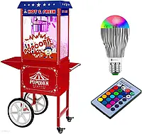 Royal Catering Maszyna do popcornu wózek amerykański design + Żarówka LED RGB RCPW 161 Popcorn Machine LED