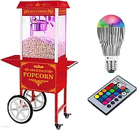 Royal Catering Maszyna do popcornu wózek czerwona + Żarówka LED RGB RCPW 163 Popcorn Machine LED Set