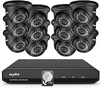 Sannce 16Ch Zestaw Kamer Cctv 1080P Full Hd-1Tb Sedt61Br112Gl