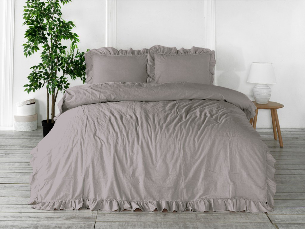 Постільна білизна Limasso Stonewashed Exclusive Ranforse 160 х 220 см семейный Opal Grey, фото 1