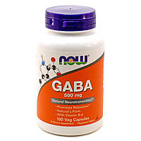 Гамма-аминомасляная кислота с витамином В-6 (GABA) Now Foods 500 мг 100 вегетарианских капсул ON, код: 7701141