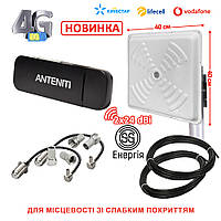 Інтернет комплект 4G з Wi-Fi модемом ANTENITI E3372H-153 та Антена 4G панельна MIMO Энергия 2x24 (MAXI)