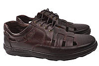 Туфлі чоловічі з натуральної шкіри на низькому ходу на шнурівці колір Кабір Pan 277-20 21LTCP ON, код: 7363279