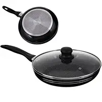 Сковорода с гранитным покрытием для кухни UNIQUE UN 5164 24 см тёмний мрамор круглая сковорода