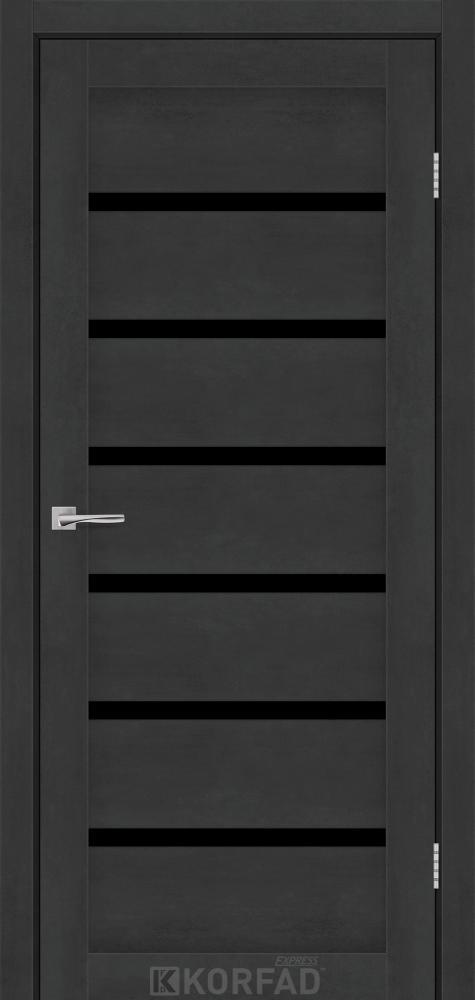 Двері міжкімнатні Korfad Express Delmont - Бетон графіт (з чорним склом)