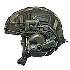 Шолом тактичний Fast Helmet NIJ IIIA + Навушники Earmor M31 MOD3 з чебурашкою + ліхтарик + кавер, фото 3