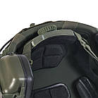 Шолом тактичний Fast Helmet NIJ IIIA + Навушники Earmor M31 MOD3 з чебурашкою + ліхтарик + кавер, фото 4