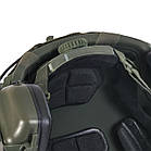 Шолом тактичний Fast Helmet NIJ IIIA + Навушники Earmor M31 MOD3 з чебурашкою + ліхтарик + кавер, фото 5