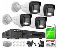 Камера Hikvision 4MPx PoE 4 Kamery Zewnętrzne IPCAM-B4-30DL Mocny (ZESTAWKAMERDOING+NAKLEJKANOXEL)